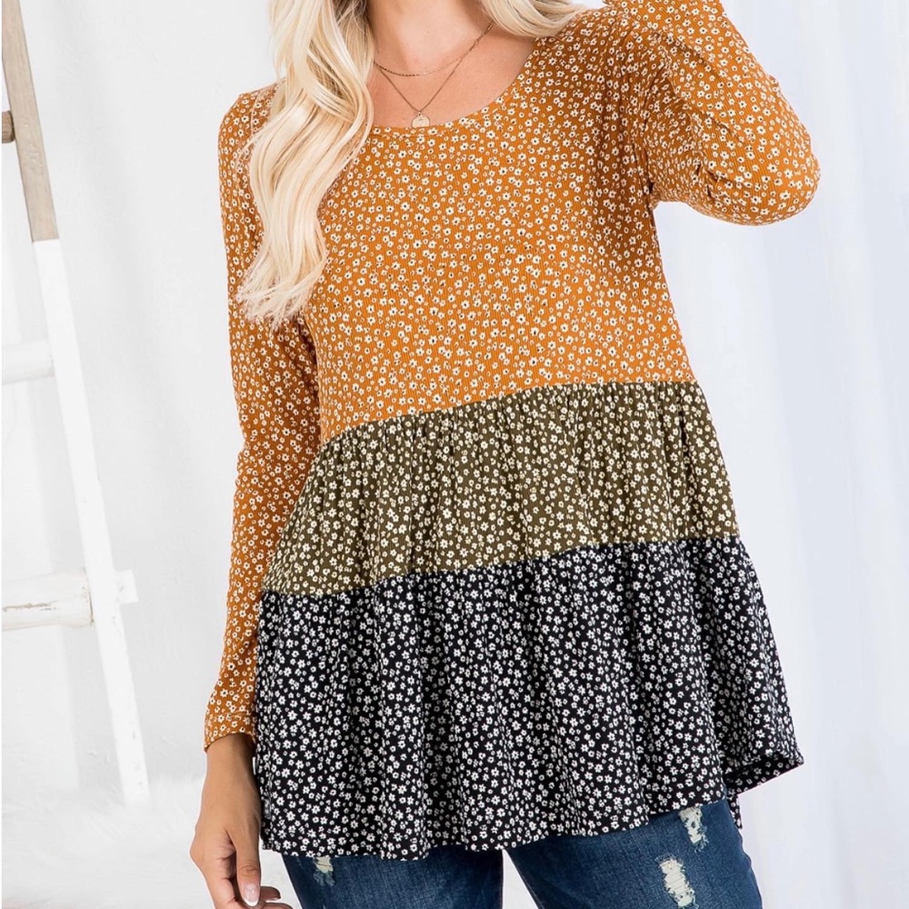 Be Stage Dusty Floral Color Block Top